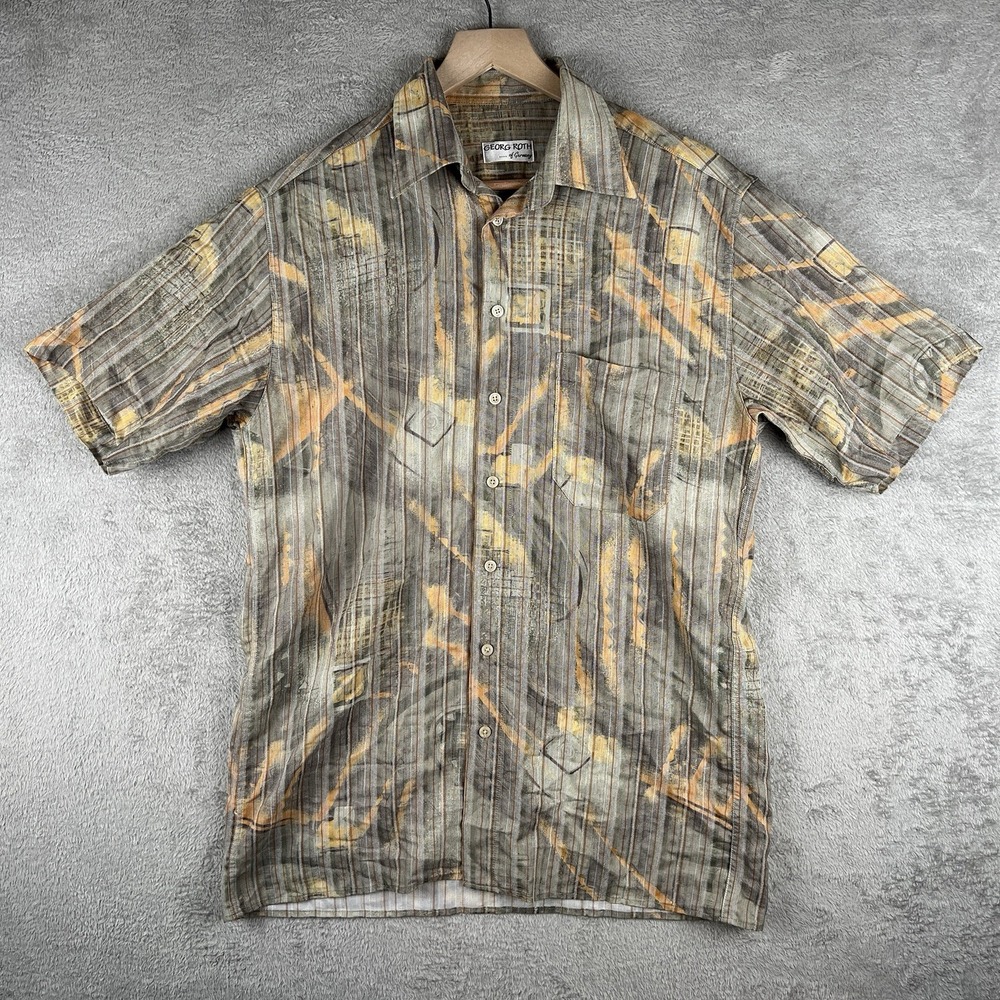 Georg Roth Men's Shirt Size M Multi-Color Abstract Art Print Button-Up